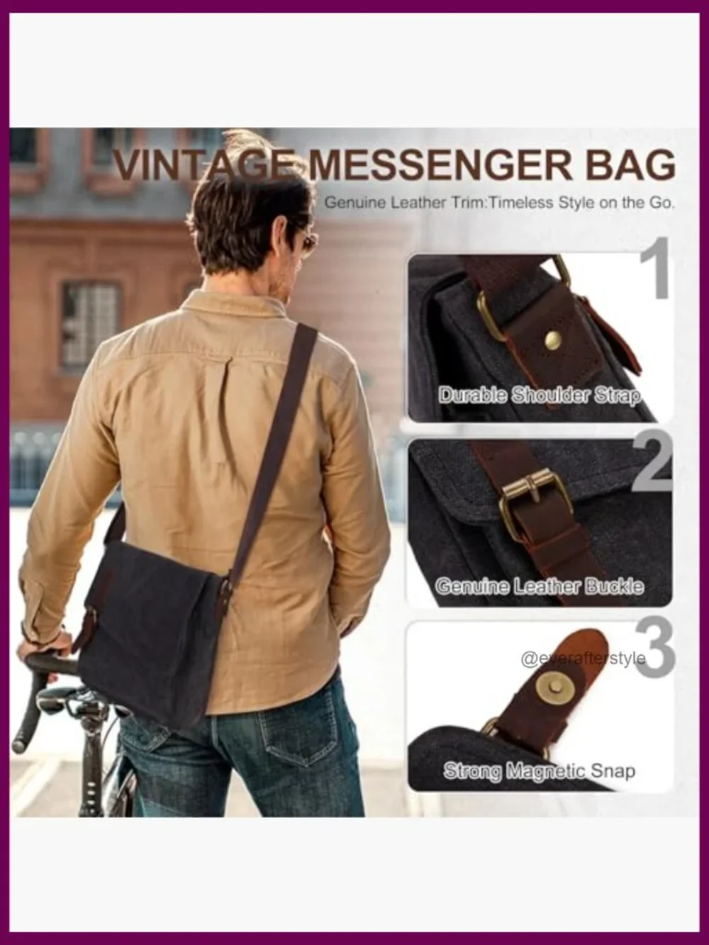 Water Resistant Canvas Messenger Bag Crossbody Shoulder Bag Unisex